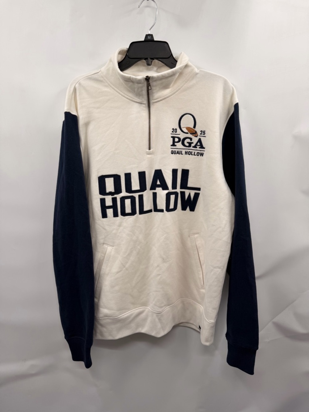47 Brand Quail Hollow PGA Half-Zip Pullover - White & Navy size large